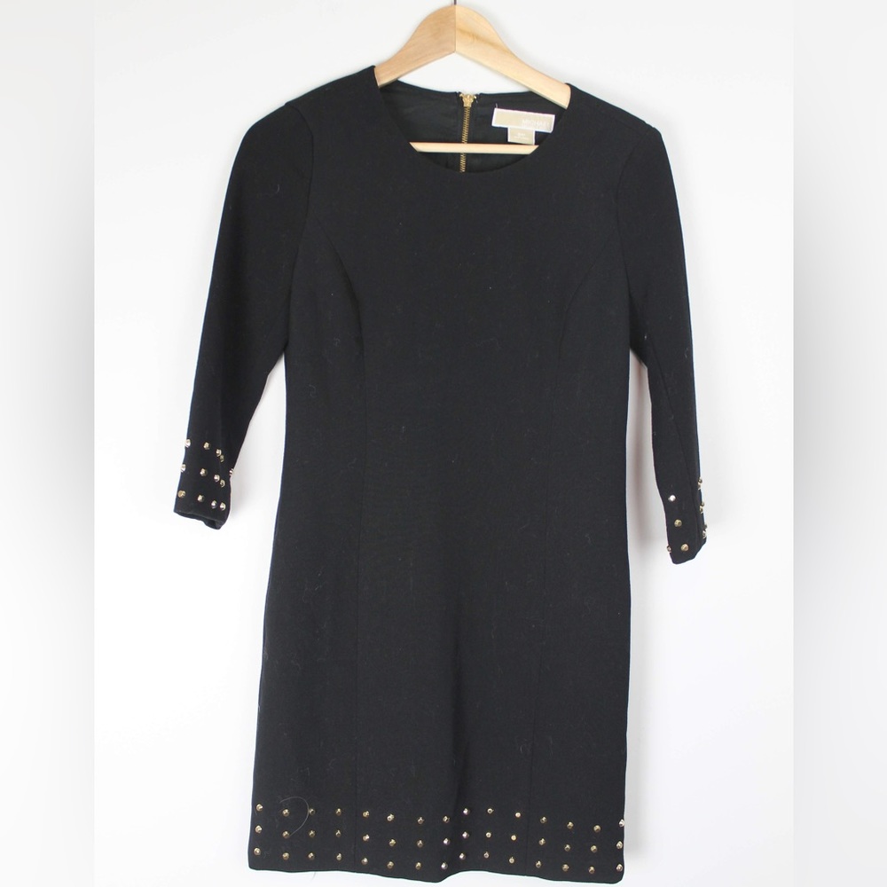 MICHAEL KORS Studded 3/4 Sleeve Black Dress - Size 2P